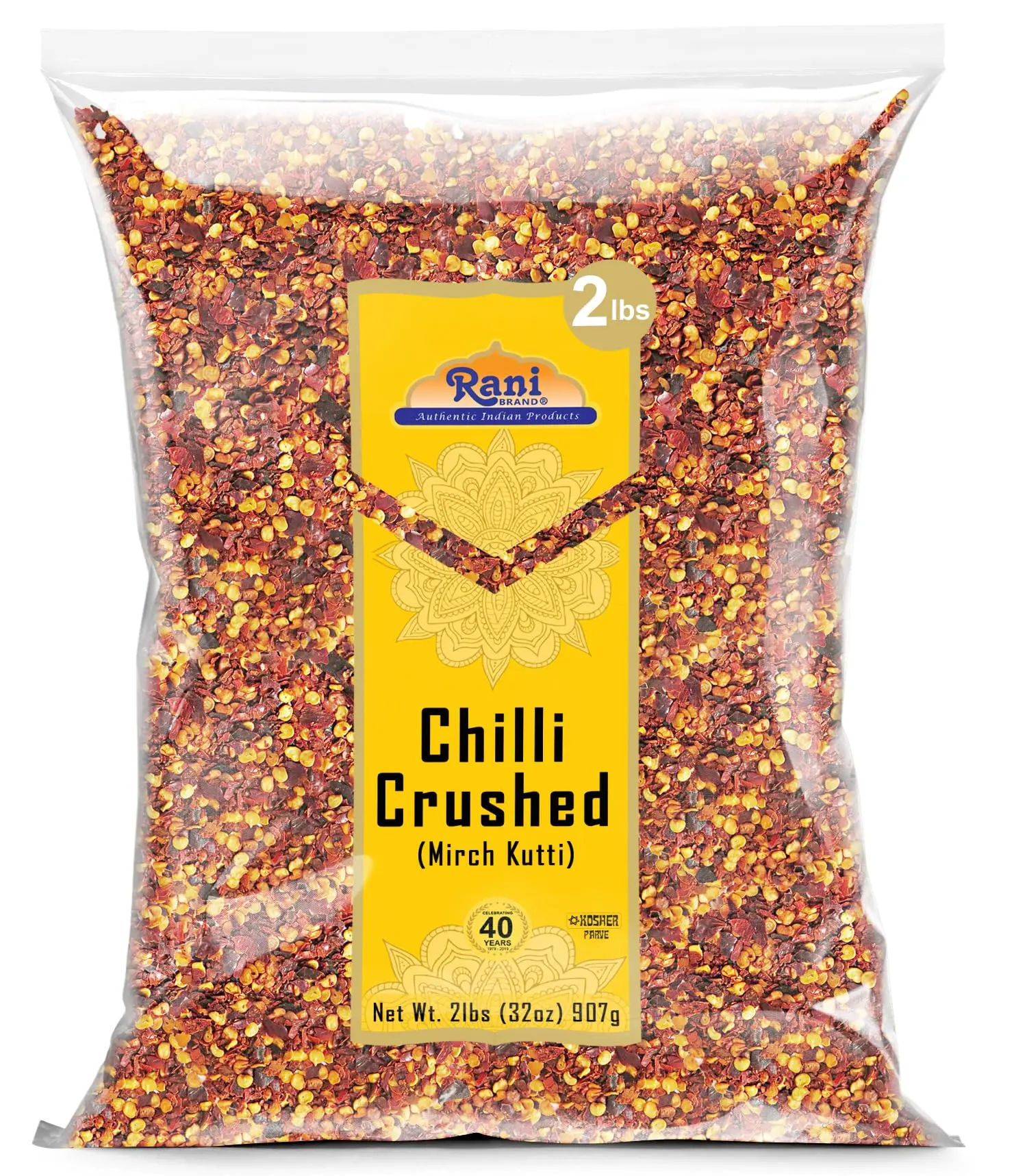 Rani Crushed Red Pepper Flakes Chilli (Pizza Type Cut) 32oz (2lbs) 908g ~ All Natural, No Color added, Gluten Friendly | Vegan | NON-GMO | Kosher | No Salt or fillers