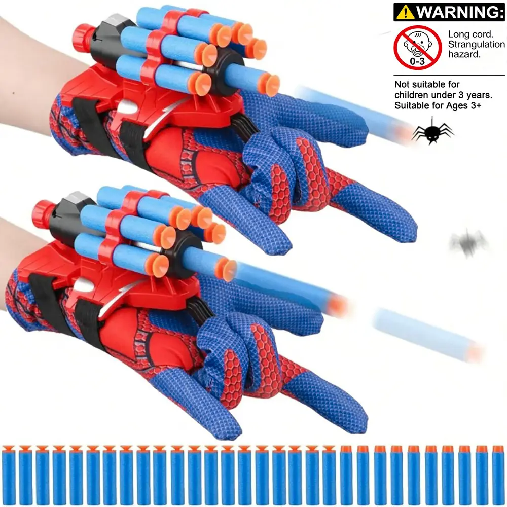 Children Spider Launcher Blasters Toy Set, Boy Outdoor Shooting Hero Kit, Halloween Costume Spider Toy, Gift Box Packaging, Perfect Birthday Gift