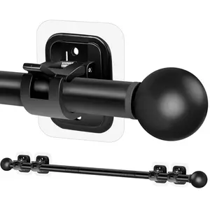 Curtain Rods No Drilling 30 to 45 Inch 5 8 Inch Diameter Drapey Pole No Drill Brackets Renter Friendly Adhesive Holder Hook Black