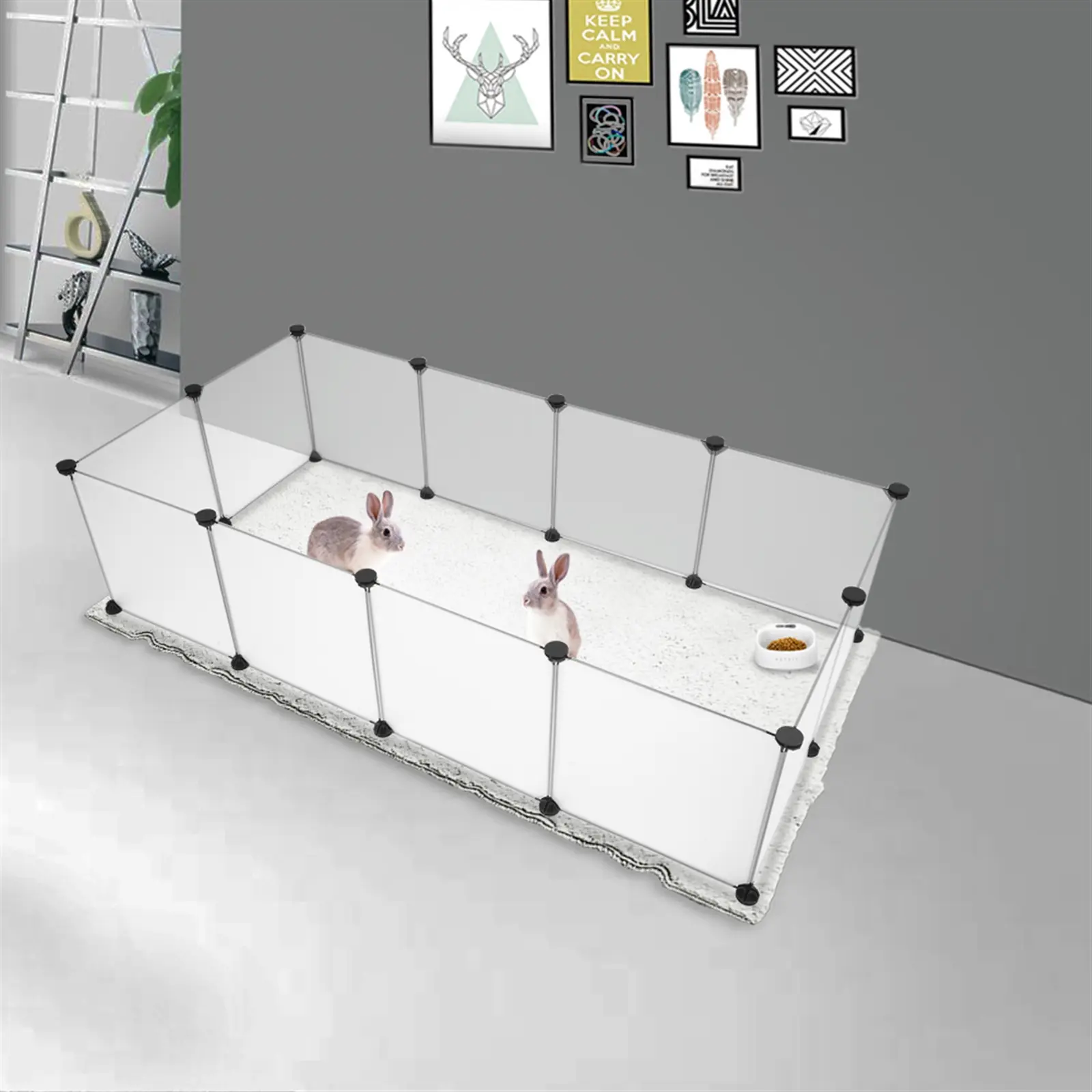 Exercise Puppy Playpen - Plastic Stable Portable Indoor-Outdoor Pet Kennel, Small Animal Enclosure, Easy-Assemble DIY Expandable Fence with Strong Panels, Rabbit Cage