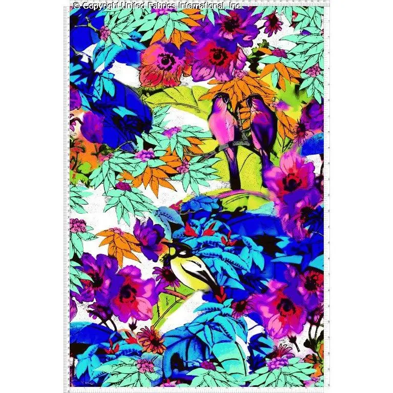 Chiffon Print Amazon Tropical Bird Print Woven Fabric by the Yard, Sheer Dress Fabric, Floral Skirt Fabric, Lightweight Sewing Fabric, Décor