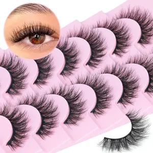 Jay mink lashes Wispy False Eyelashes Natural Look Short Mink Lashes 3D Faux Mink Eyelashes 7 Pairs Pack