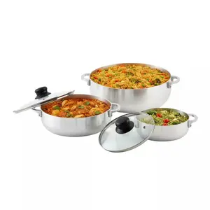 IMUSA 3-Piece Basic Caldero Set with Glass Lid Aluminum Cookware 6-Piece Electric & Gas Compatible Hand Wash Multiple Capacity Options Durable User-Friendly Design Culinary Adaptability - Handles, Kitchen
