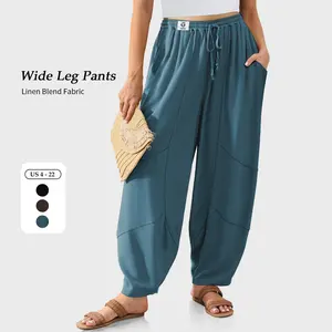【SS26 Collection】TARSE Women’s Linen Wide Leg Harem Pants Boho Casual Loose Fit Trousers Comfy Lounge Beach Travel Vacation Pants