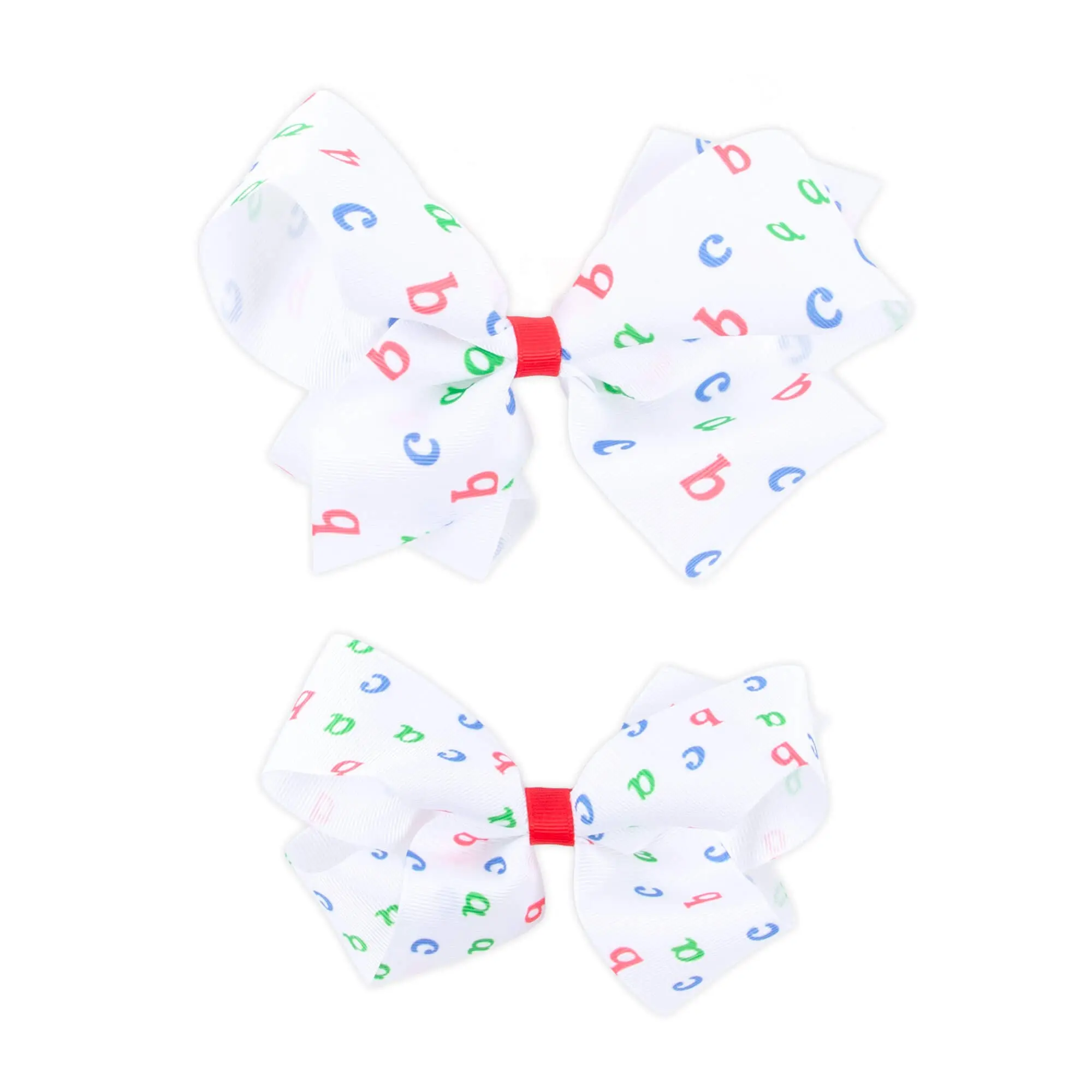 Easy as ABC Print Grosgrain Hair Bow - Girls Back to School Hair Accessory