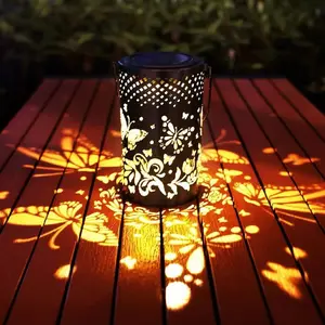 Butterfly Solar Lanterns Outdoor Hanging, Hollowed-Out Metal Waterproof LED Garden Decor Light For Patio Yard Pathway Lawn Front Porch, Christmas Thanksgiving Birthday Gifts For Women Mom Grandma