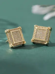 Fashion Classic Square Stud Earrings, Sparkling Synthetic Zirconia, Elegant Multifunctional Women's Daily Jewelry Accessory