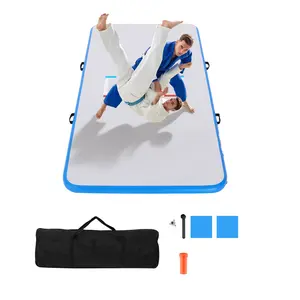 【FathersDayGift】VEVOR 10x5 ft Wrestling Mat Inflatable, Martial Arts Thick Mat for Outdoor Indoor Home Gym Exercise, PVC Foldable Training Mats with 600W Air Pump, for Gymnastics Tatami Jiu Jitsu BJJ MMA Judo, Gray
