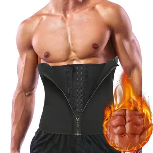 Menswear Body Shaper Shapewear Solid Waist Trainer Cincher Tummy Control Sports Fitness Trimmer Girdle Belt Gym Bands Black Compression Fabric Garment Soft Sweat Neoprene Polyester Stretchy Workout