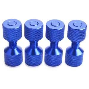 1-1/8" Two Hole Pins 6061  Lightweight Construction 2 Hole Flange Alignment Pin with Anodized Oxide Blue Finish 4 count