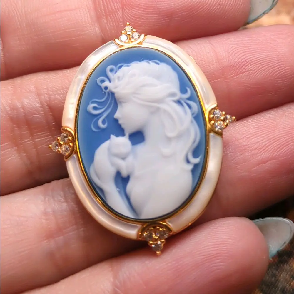 Cat Lady Inlay Broach