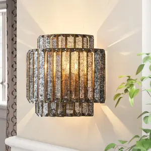 Rodney 1-Light Golden Crystal Wall Sconce Lighting, Modern Glam Crystal Wall Mount Fixture for Indoor Home Decor & Vanity Area