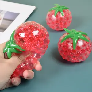 Novelty Bead Filled Tomato Squeeze Toy - TPR Soft Squishy, Beaded Fruit Decompression Fidget for Kids & Adults