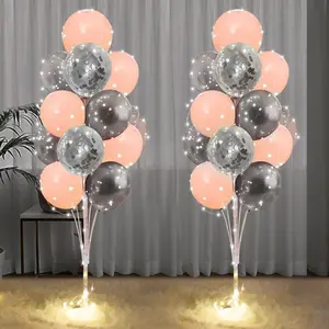 Balloon Stand for Floor with Lights 2 Set Centerpieces Balloon Holder Decoration for Pink Party Decoration Wedding Birthday Baby Shower Women Bachelorette Party