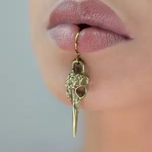 Raven Skull Lip Cuff – Gothic No Piercing Faux Lip Ring Jewelry