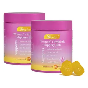 2 Botte LEEFAR Her Probiotics Gummies LG- All in One Solution with Slippery Elm and Prebiotics & Lactobacillus Probiotic Blend for Women's pH Balance and Dryness Hawaiian Pineapple Gummies Dietary Supplement