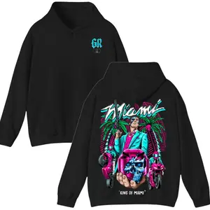 King Of Miami Pink Hoodie, Ghost Racing Hoodie, Racing Hoodie, Pullover Hooded, Style Streetwear Gift For Him, Husband, Top Menswear