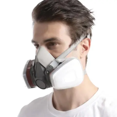 7-in-1 Safety Face Mask Set, Dual Respirator Gas Mask, Protective Mask, Dustproof Gasproof Mask, Dustproof and Gas-Proof Professional Chemical Spray Paint Workplace Safety Tool, Safety Gear, Safety Equipment