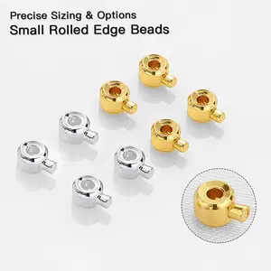 40-Piece Pack Bulk Stainless Steel 3mm Crimp-On Clasp Beads Non-Elastic for DIY Necklace & Bracelet Making Durable Craft Beads for Handmade Jewelry Crafting