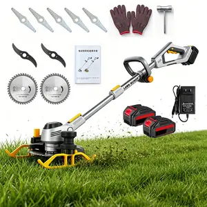 Upgraded 3-in-1 Mini Lawn Mower Weed Wacker&Grass Trimmer&Edger,21V 2*4000Ah Electric Cordless String Trimmer with Large Capacity Batteries 2000W Fast Charger,Lightweight Upgraded Wheel ,High Power Lawn Mower with Three Types of Blades