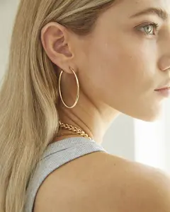 VENOCO 14K Gold/White Gold Plated Hoop Earrings for Women,Danity Silver Hoop Earrings & Gold Earrings With Graduated Curvature,Can be a gift for family and friends