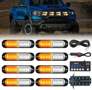 Nilight 8PCS Led Strobe Lights with Controller 12V 24V Sync Feature Amber White Strobe Light 12 LED Surface Mount  Hazard Warning Lights with Strobe Controller for Vehicle Car Truck RV ATV Automotive  dealsforyoudays