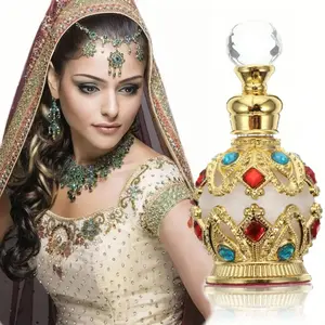 Long Lasting Arab Inspired Perfume Oil With Golden Crown Bottle - Floral-Fruity Woody Scent with Floral and Fruity Notes (15 ml) For Women, Night Out & Special Events Fragrance Gift Set,Unique Bottle Design