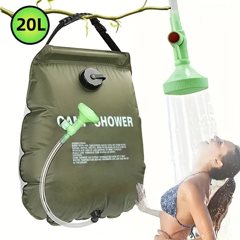 5.28 Gallon Portable Camping Shower with Adjustable Hose Lightweight Foldable Outdoor Shower Equipment for Camping Beach RV Yard