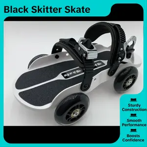 Black Strap-on Skitter Skate - Wearable Roller Skates for Shoes - Adjustable Unisex Street Skates for Indoor/Outdoor Skating