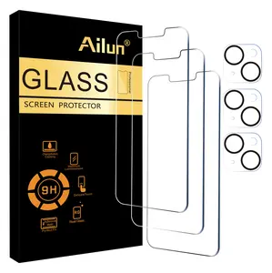 3 Pack Screen Protector for iPhone 14 [6.1 inch] + 3 Pack Camera Lens Protector, Case Friendly Tempered Glass Film,[9H Hardness] - HD