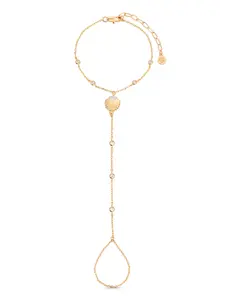 Santorini Shell Hand Chain Golden Tone Bracelet Adjustable Link Bracelet