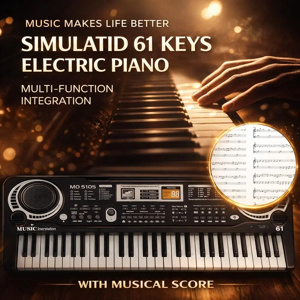 Early Kids 61-Key Full-Size Keys Digital Piano Keyboard, Compact, Built-In Microphone, Included Sheet Music & Sheet Music Stand, Beginner-Friendly Home Holiday Toy Musical Instrument Gift