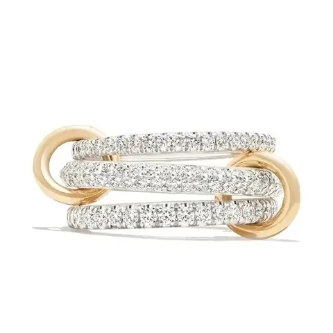 Loyalove  14K Gold Plated Stackable Rings for Women Non Tarnish, Cubic Zirconiaa Rings, Silver Gold Multi Ring Mixed Metals Stack Rings Set