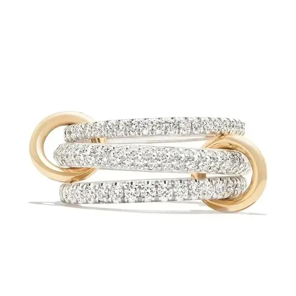 Loyalove  14K Gold Plated Stackable Rings for Women Non Tarnish, Cubic Zirconiaa Rings, Silver Gold Multi Ring Mixed Metals Stack Rings Set