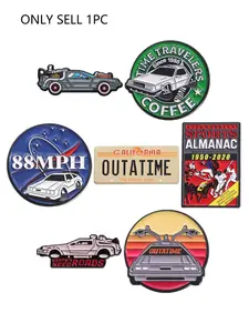Back to the Future Theme Badge, Vintage Sci-Fi Aesthetic Style, Delorean Time Machine 88 Mph California License Plate, Movie Classic Symbol, Movie Classic Icon, Cosplay