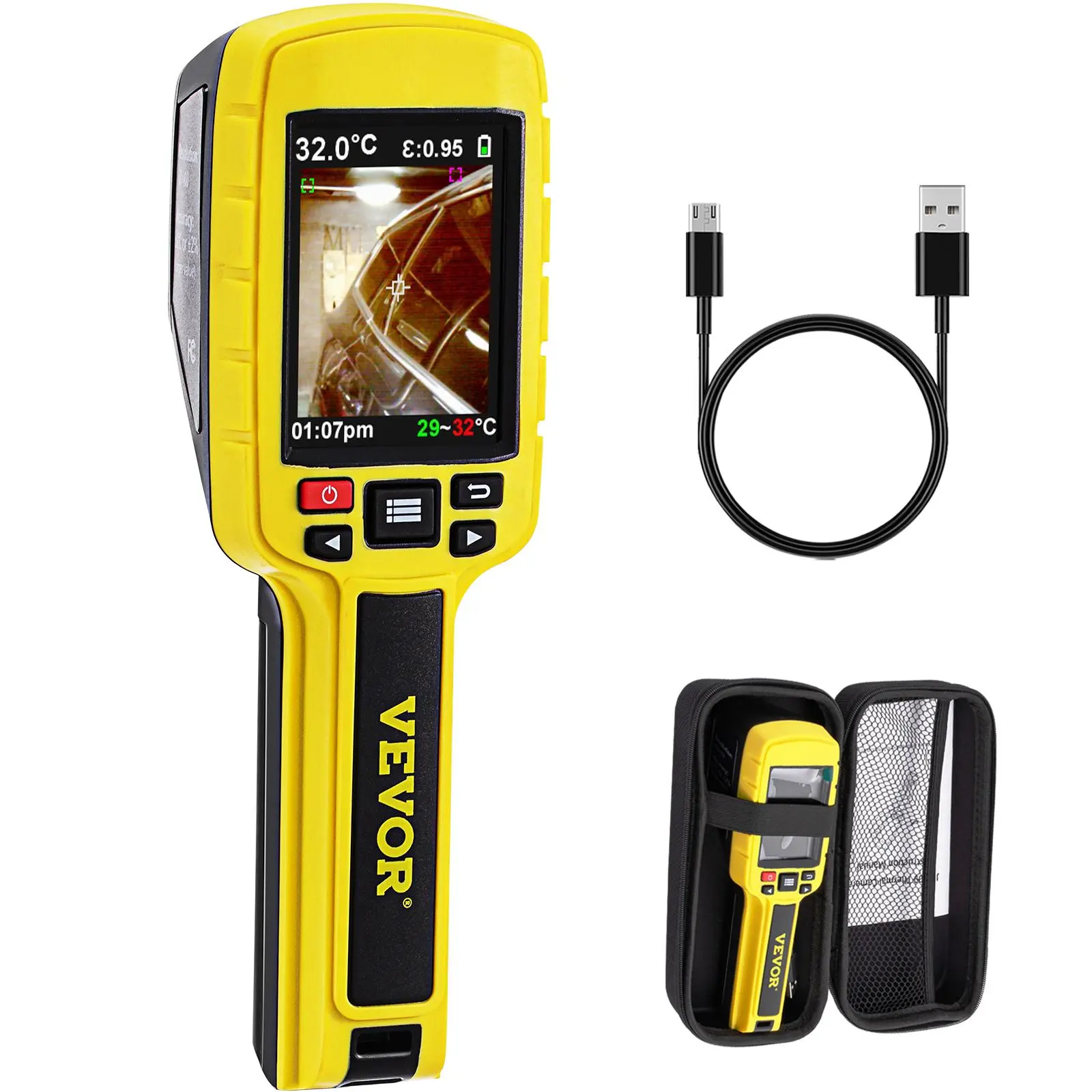 VEVOR Thermal Imaging Tool, 60x60 (3600 Pixels) IR Resolution Infrared Camera, 2.8" Color Display, Built-in SD Card & Li-ion Battery, USB Cable Included, for Home Inspection, HVAC, Farming, Traffic, Firefighting Detection, Archaeology