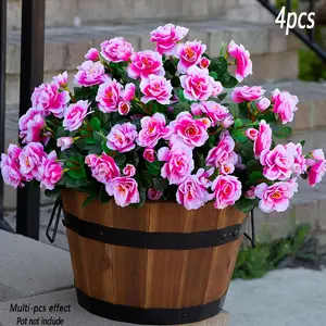 4pcs Lifelike Camellia Artificial Flowers, UV Resistant Fabric Bouquet, Artificial Flower Arrangements, Outdoor & Indoor Decoration, Perfect for Planters, Porches, Patios, Gardens