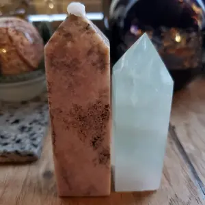 Flourite tower and pink amethyst tower Both large