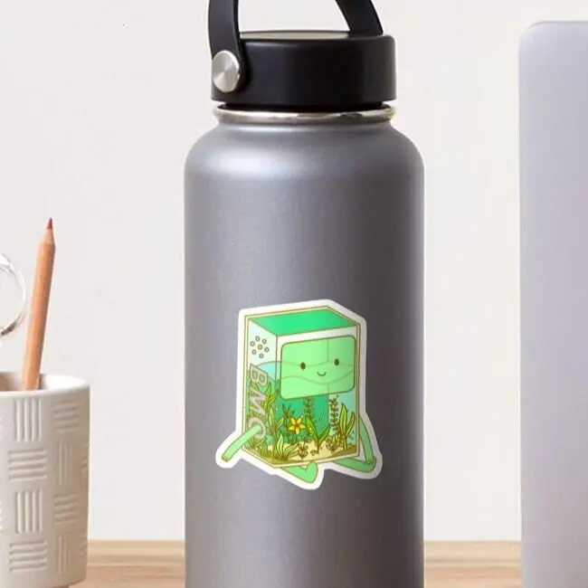 Mini Robot Aquarium Vinyl Sticker, Ocean Theme Decal, Fun Character Design