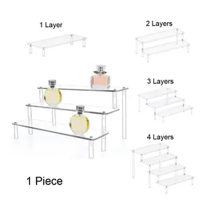 Acrylic Transparent Staircase Display Stand, Cosmetic Organizer Rack, Perfume Storage Shelf, Desktop Shelves, Party Dessert Holder, Acrylic Display Risers, Adjustable Shelf Rack