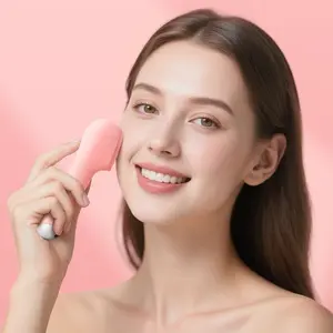 USB charging type electric silicone facial scrubber massage device, personal silicone face brush for facial exfoliation, integrates rotation and vibration functions, an electric exfoliating brush made of silicone material, gentle sonic vibration silicone