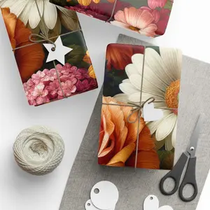 Flower Wrapping Paper- High-Quality Fine-Art Paper, Custom Wrapping Paper Ribbon Packaging