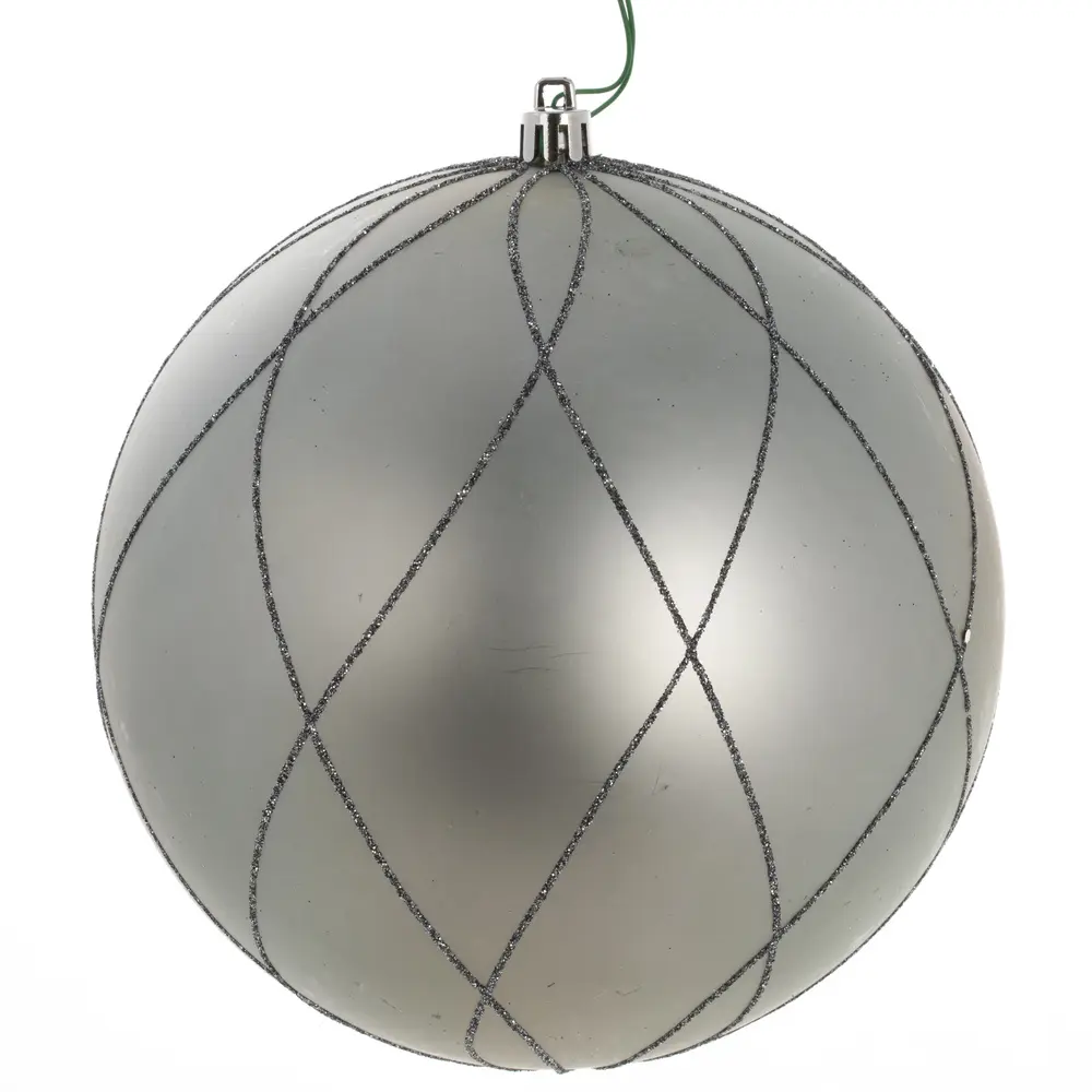 212 MAIN Vickerman N170725D Durable Hangable Limestone Plastic 6 in. Matte Glitter Swirl Ball Ornaments, 3-Per-Box Holiday Christmas Decoration Boxed Set