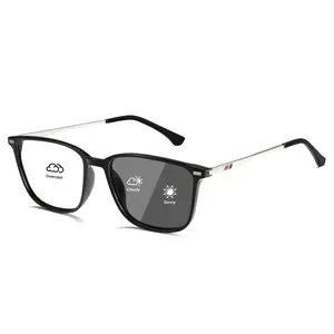Cyxus Blue Light Blocking Photochromic Glasses Men Women Computer Gaming Glasses Rectangle TR90 frame Anti Eyestrain UV400 Black White - 8208