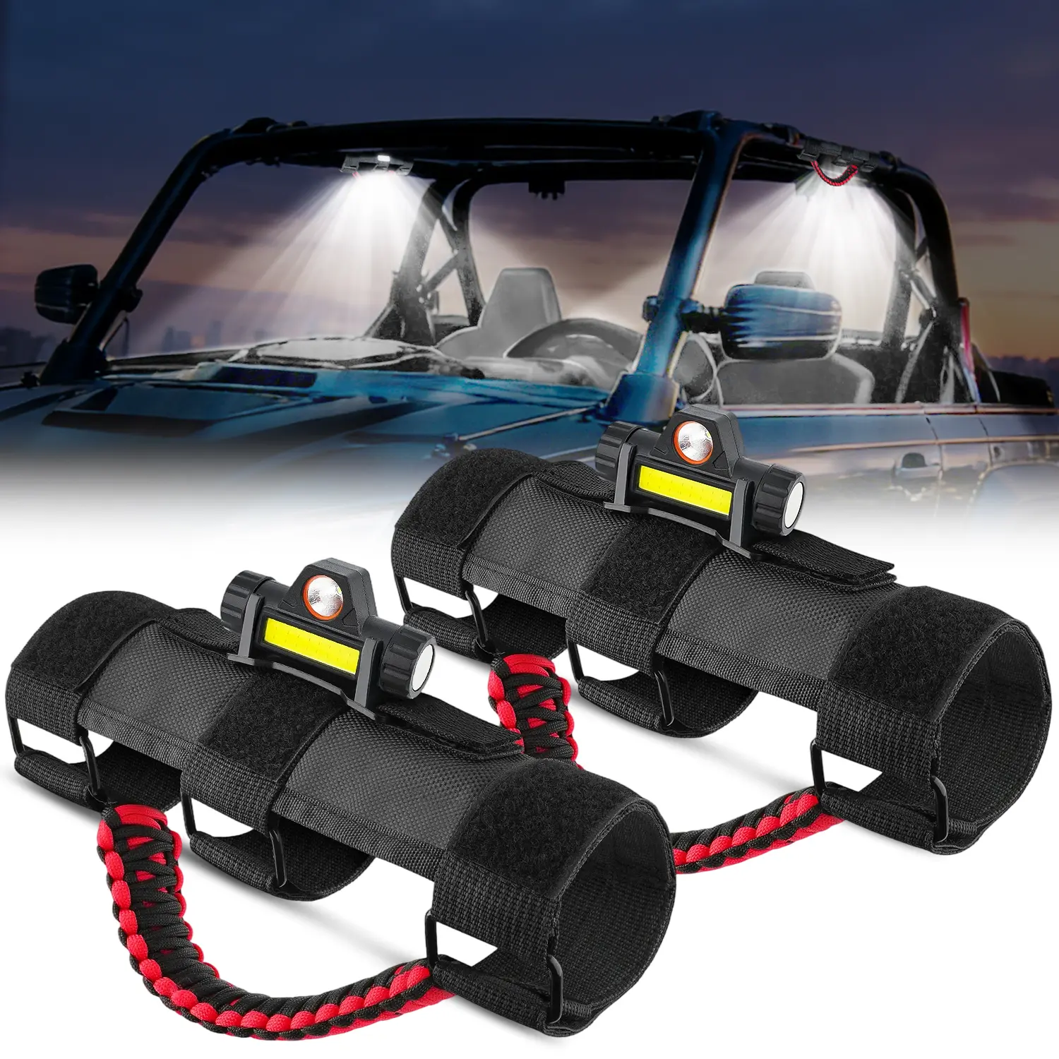 Nilight UTV Dome Light w/Grab Handle Universal 1.75”-2.0” Roll Bar Mount LED Interior Light Spot Flood Combo Beam LED Light for UTV ATV Can-Am Polaris RZR Buggy Golf Off-Road Vehicle, Off Road Lights, Rechargeable Work Light