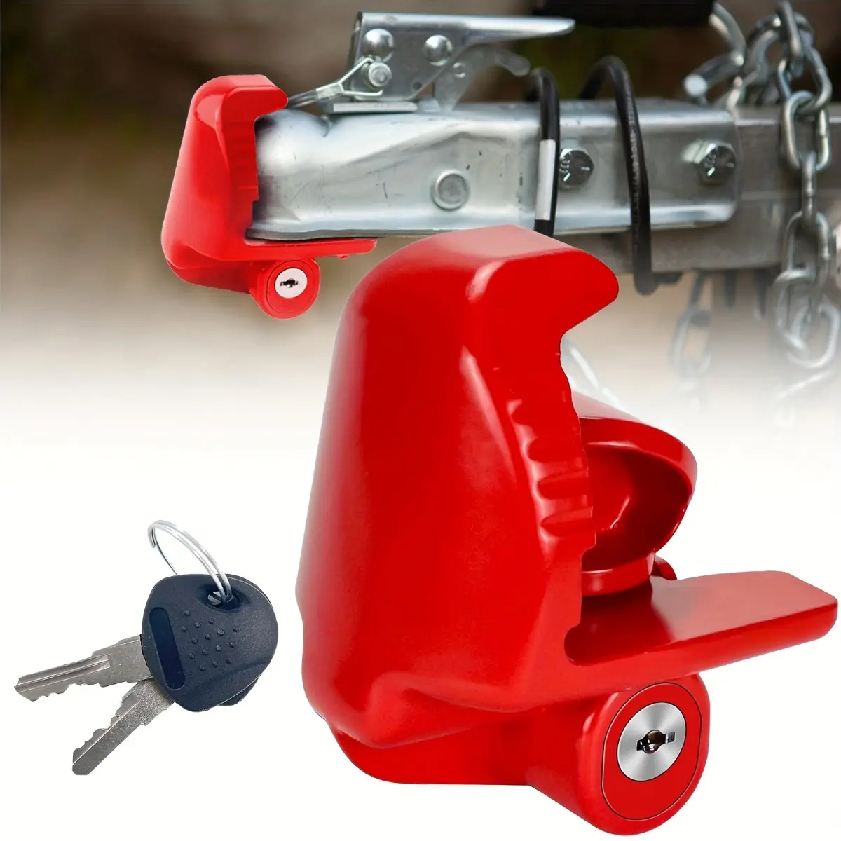 Universal Heavy Duty Trailer Lock, Adjustable Trailer Coupler Hitch Ball Lock for 1-7/8in, 2in and 2-5/16in Sizes, Securing, Security, Anti Theft Anti Pry Anti Cut Corrosion Resistant Steel Lock for Boat Trailer, Camper RV, Truck Towing Outdoor Gear