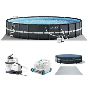 Intex Ultra XTR 18' x 52" Above Ground Outdoor Pool Set with Pump & Robot Vacuum