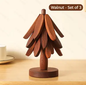 "Heat-insulating Tree" Pot Mat, Coaster, Casserole Mat, Tree-shaped Design Home Heat-resistant Tableware Mat, High-quality Cup Holder, Modern Minimalist Plate Mat, Solid Wood Heat-insulating Mat Set, Heat-resistant Table Mat