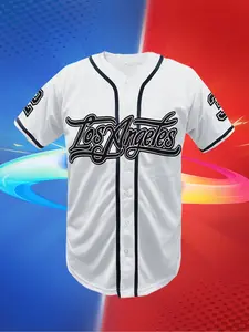 Los Angeles Baseball Jersey for Men Women, Vintage Short Sleeve Button Down Baseball Shirt, Unisex Casual Athletic Hip Hop Streetwear Summer Tops, Sportswear