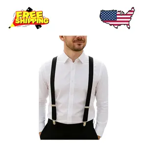 Suspenders for Men - Adjustable Elastic with Heavy Duty Strong Clips